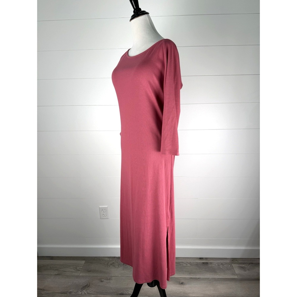 Nines by Hatch Maternity Ribbed Bodycon Midi T Shirt Dress L Pink Stretch Pencil - Picture 2 of 7